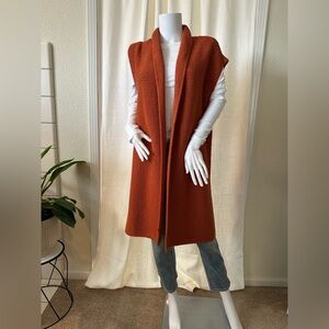 JJill Textured Long Cardigan Vest in Tamarind